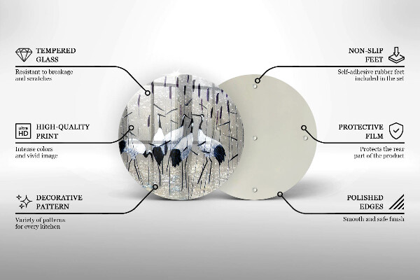 Skärbräda glas unik Japanska tranor