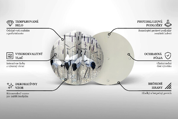 Skärbräda glas unik Japanska tranor