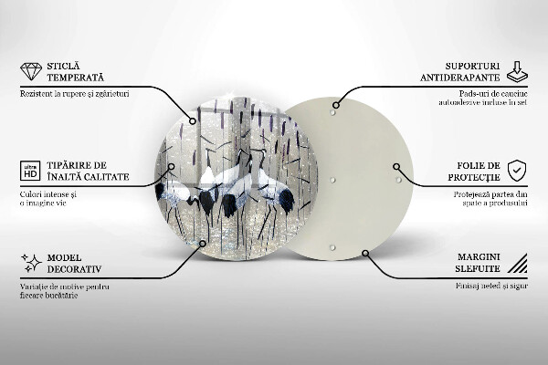 Skärbräda glas unik Japanska tranor