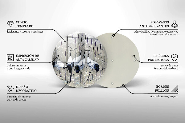 Skärbräda glas unik Japanska tranor