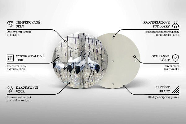 Skärbräda glas unik Japanska tranor