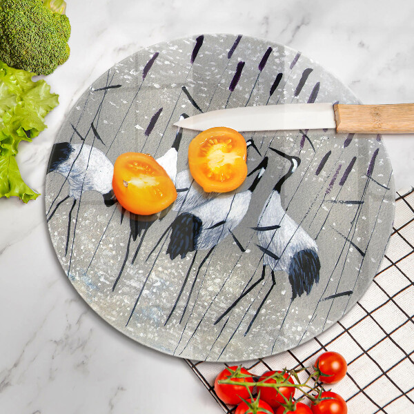 Skärbräda glas unik Japanska tranor