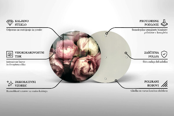 Skärbräda glas unik Pionblommor