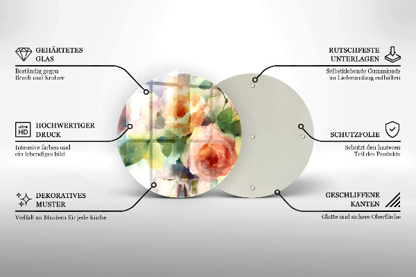 Skärbräda glas unik Målade blommor