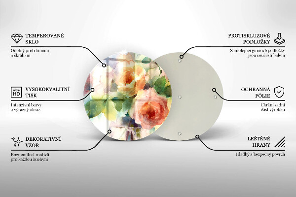 Skärbräda glas unik Målade blommor