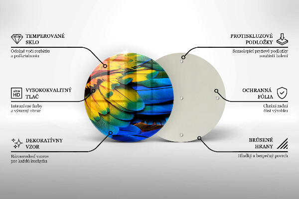 Skärbräda glas unik Färgglada papegojfjädrar