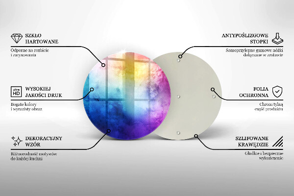Skärbräda glas unik Regnbågsvattenfärgstänk