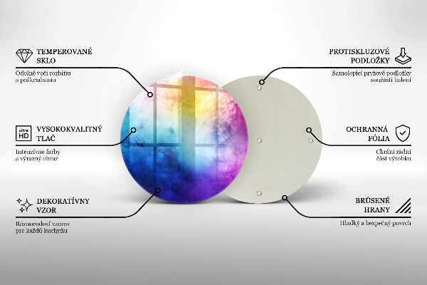 Skärbräda glas unik Regnbågsvattenfärgstänk