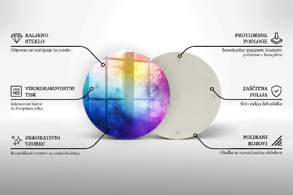 Skärbräda glas unik Regnbågsvattenfärgstänk