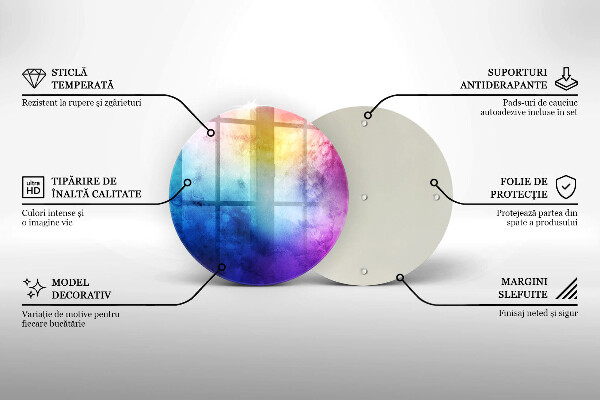 Skärbräda glas unik Regnbågsvattenfärgstänk