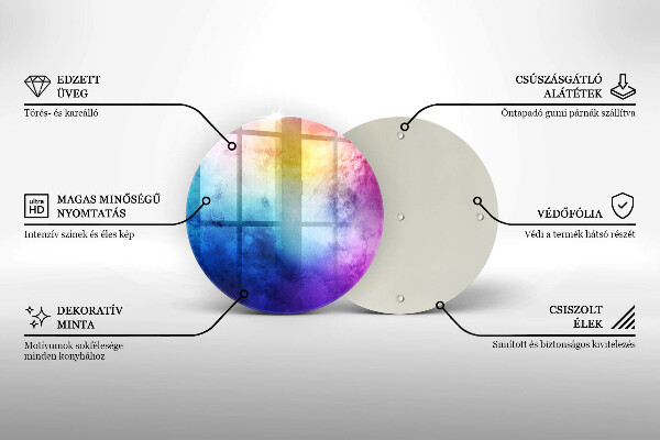 Skärbräda glas unik Regnbågsvattenfärgstänk