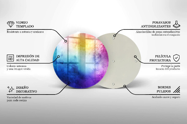 Skärbräda glas unik Regnbågsvattenfärgstänk