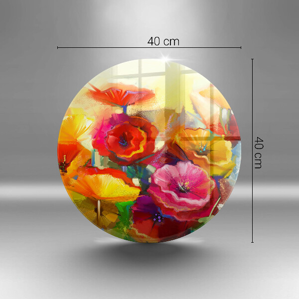 Skärbräda glas unik Målade färgglada blommor