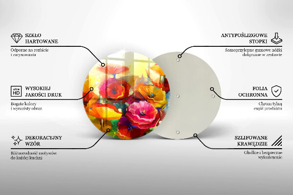 Skärbräda glas unik Målade färgglada blommor