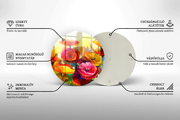 Skärbräda glas unik Målade färgglada blommor