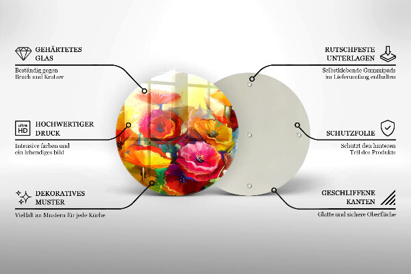 Skärbräda glas unik Målade färgglada blommor