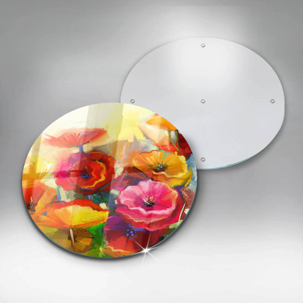 Skärbräda glas unik Målade färgglada blommor