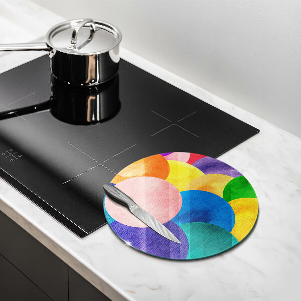 Skärbräda glas unik Färgglada cirklar