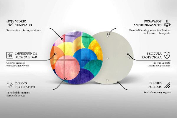 Skärbräda glas unik Färgglada cirklar