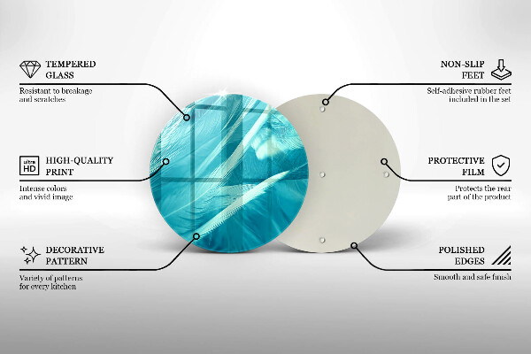 Skärbräda glas unik Fina fjädrar