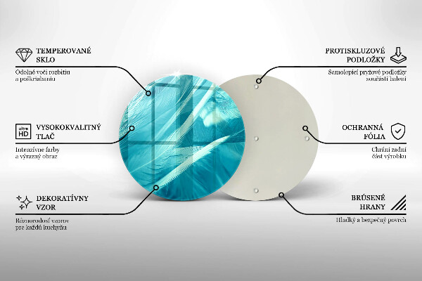 Skärbräda glas unik Fina fjädrar