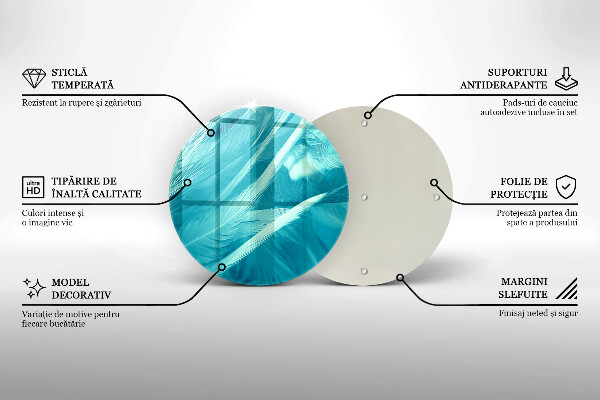 Skärbräda glas unik Fina fjädrar