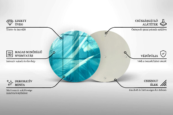 Skärbräda glas unik Fina fjädrar