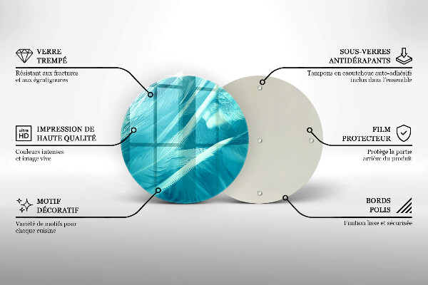 Skärbräda glas unik Fina fjädrar