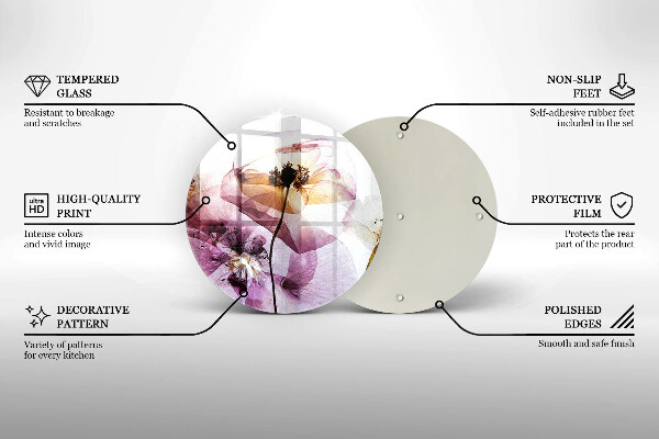 Skärbräda glas unik Fina blommor
