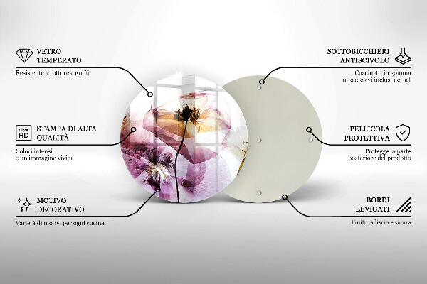 Skärbräda glas unik Fina blommor