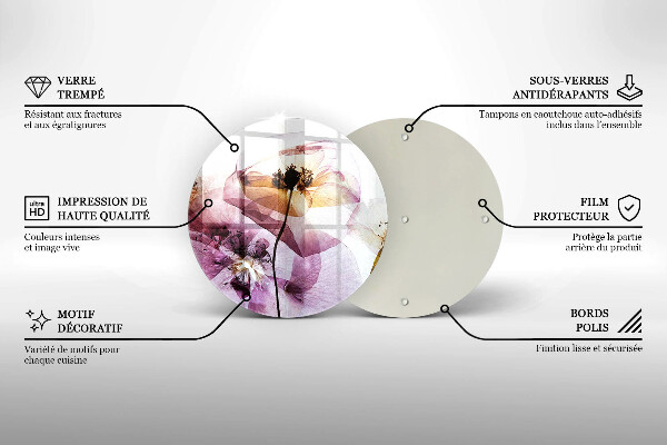 Skärbräda glas unik Fina blommor