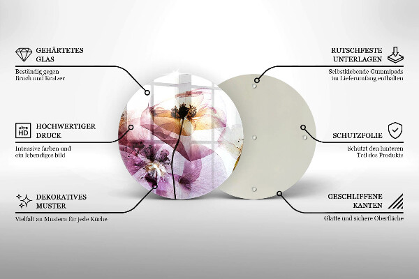 Skärbräda glas unik Fina blommor