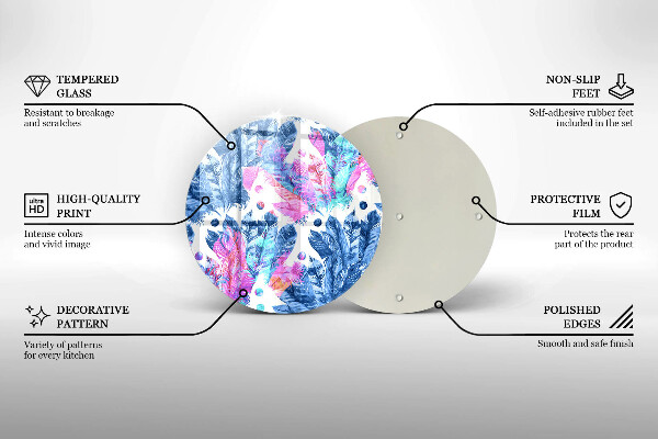 Skärbräda glas unik Fjädrar boho illustration
