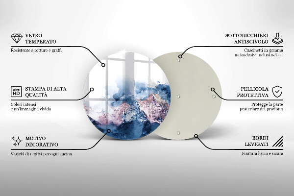Skärbräda glas unik Abstrakt målade berg