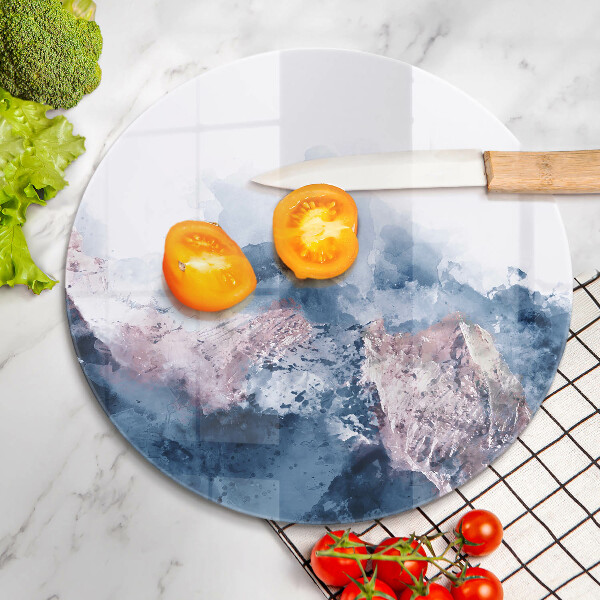 Skärbräda glas unik Abstrakt målade berg