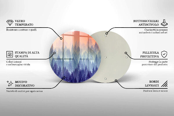 Skärbräda glas unik Skog vid solnedgången