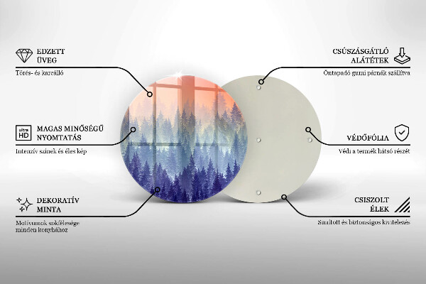 Skärbräda glas unik Skog vid solnedgången