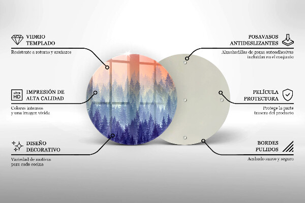 Skärbräda glas unik Skog vid solnedgången