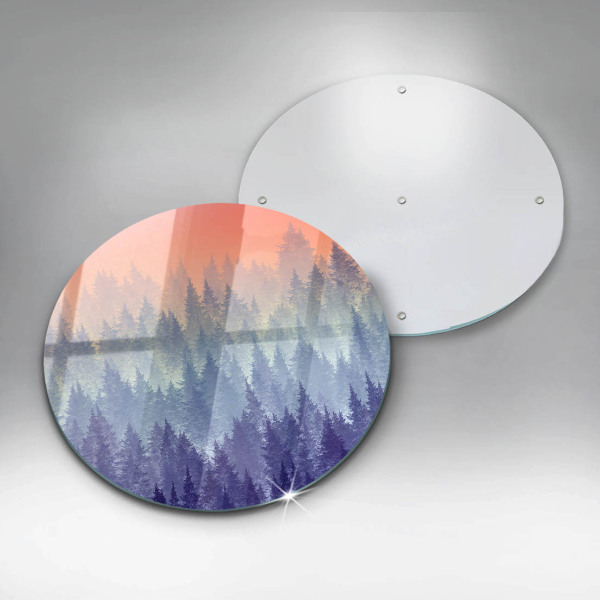 Skärbräda glas unik Skog vid solnedgången