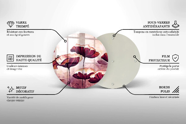 Skärbräda glas unik Målning av blommor