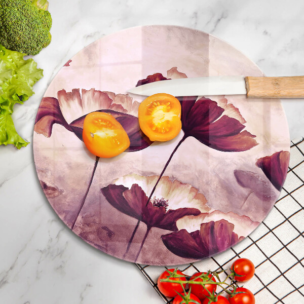 Skärbräda glas unik Målning av blommor