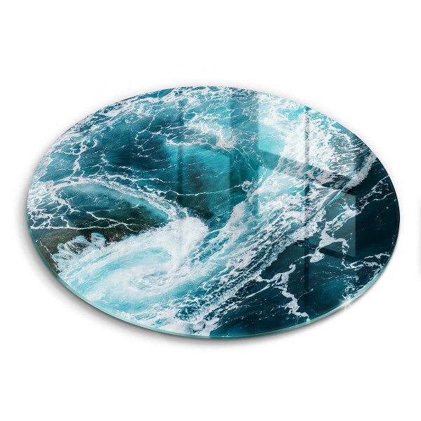 Skärbräda glas unik Skummande vågor av vatten