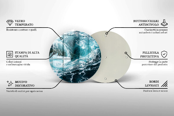 Skärbräda glas unik Skummande vågor av vatten