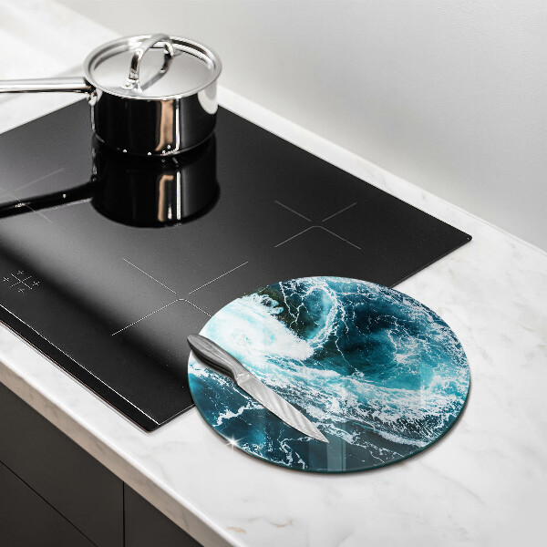 Skärbräda glas unik Skummande vågor av vatten