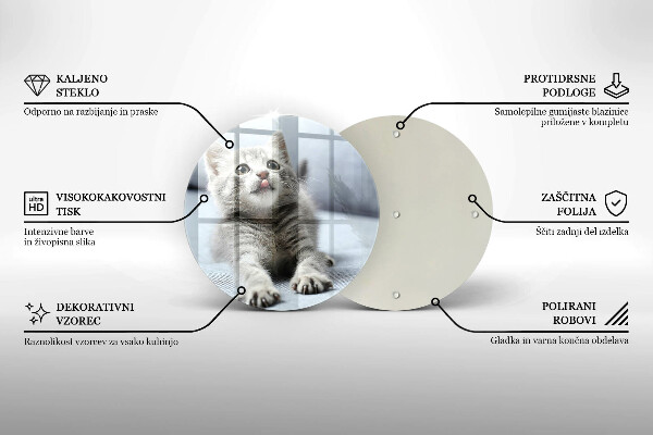 Skärbräda glas unik Liten söt kattunge