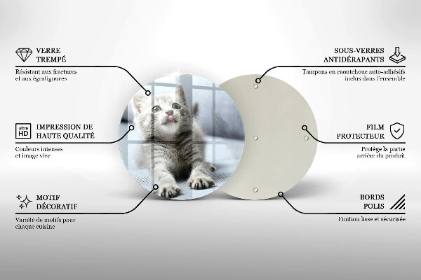 Skärbräda glas unik Liten söt kattunge