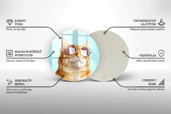 Skärbräda glas unik Röd katt med glasögon
