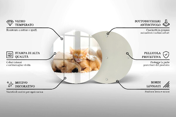 Skärbräda glas unik Djur hund och katt