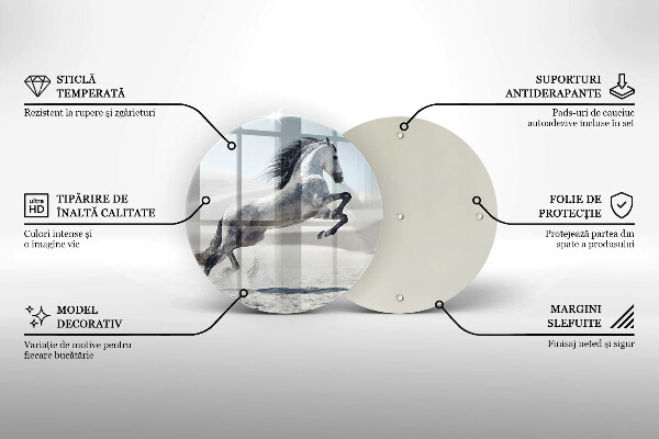 Skärbräda glas unik Vit häststev