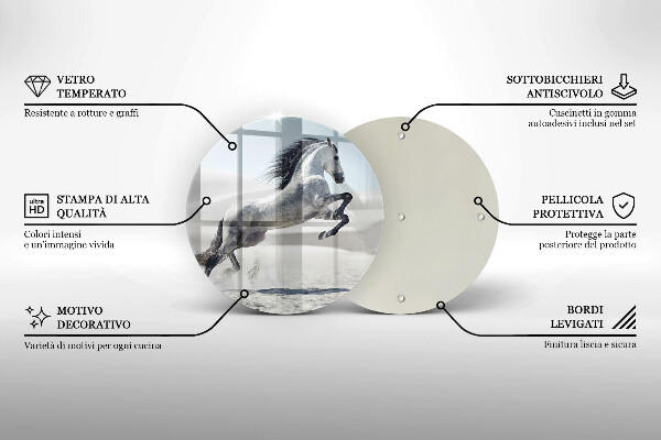 Skärbräda glas unik Vit häststev